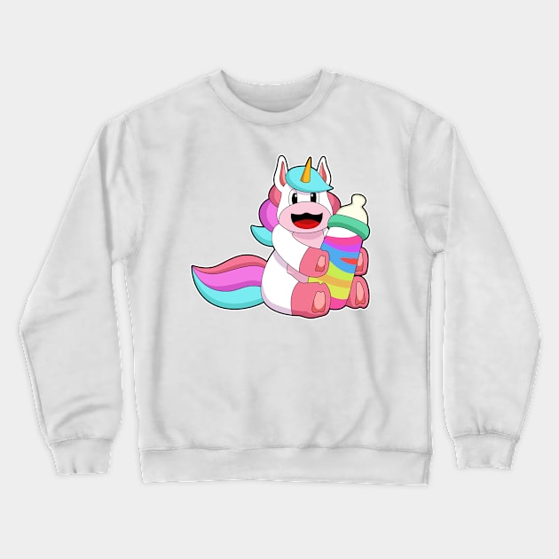 Unicorn with Baby bottle Crewneck Sweatshirt by Markus Schnabel